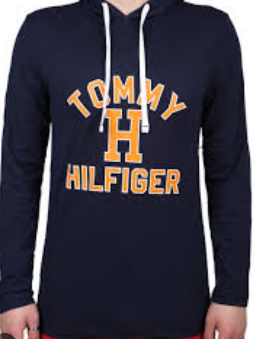 Tommy Hilfiger Navy Hoodie with Yellow Logo